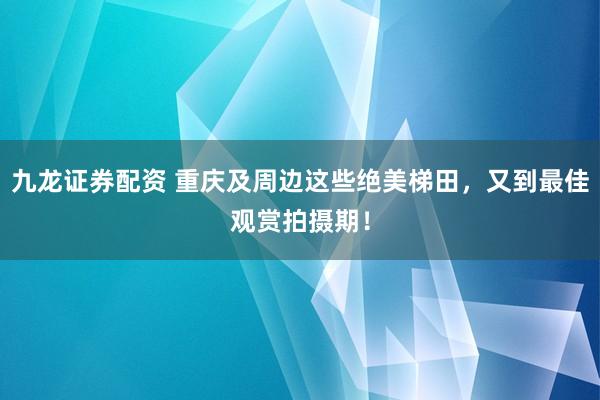 九龙证券配资 重庆及周边这些绝美梯田，又到最佳观赏拍摄期！